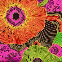 a brightly colored fabric with a flower design